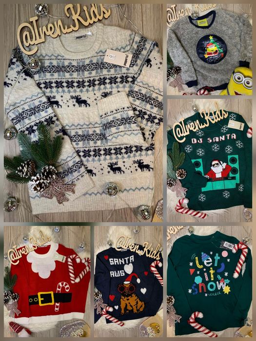 Новорічний светр одяг хлопчик/дівчинка від 0 міс. до 14 р, НОВИЙ