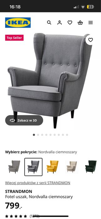 fotel szary ikea
