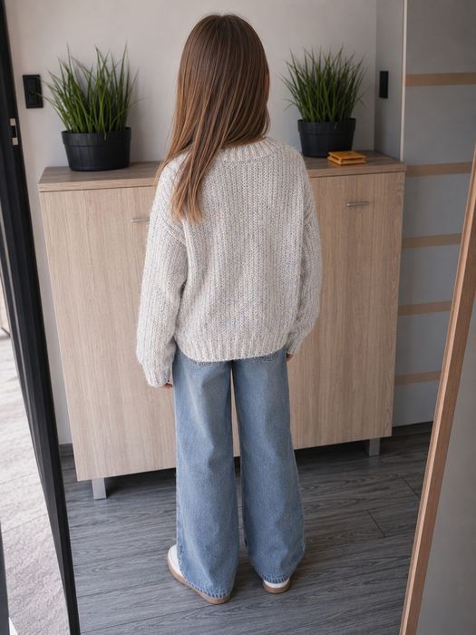 Piękny gruby sweter, sweterek, sweter dla dziewczynki, 7 lat