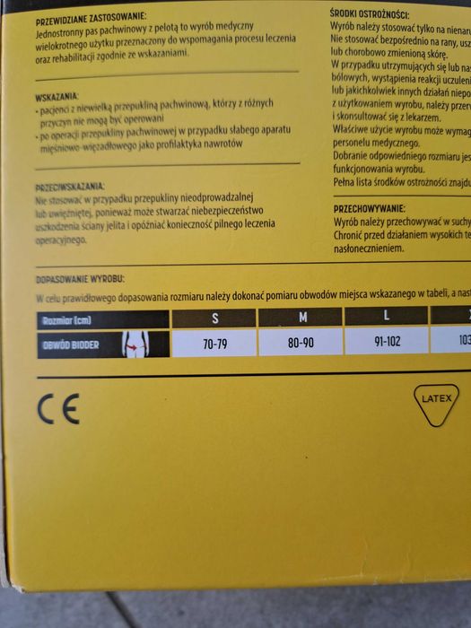przepuklinowy pas pachwinowy jednostronny prawostronny L Pani Teresa Medica