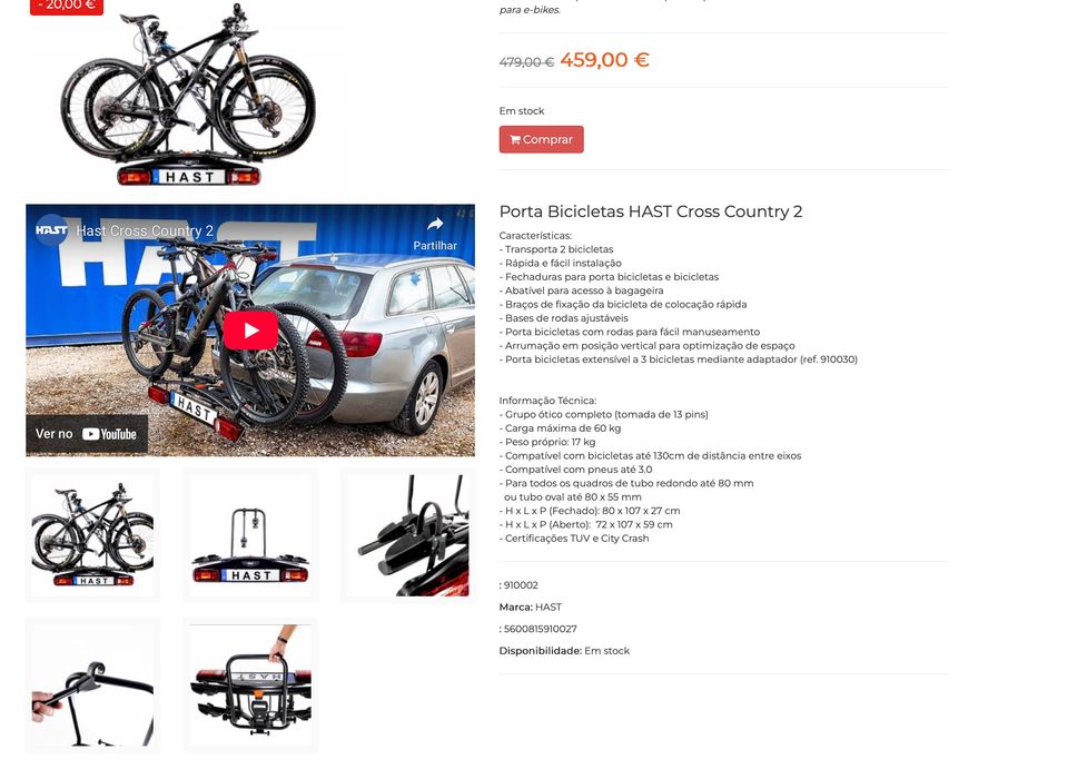 Suporte bola reboque para bicicletas HAST