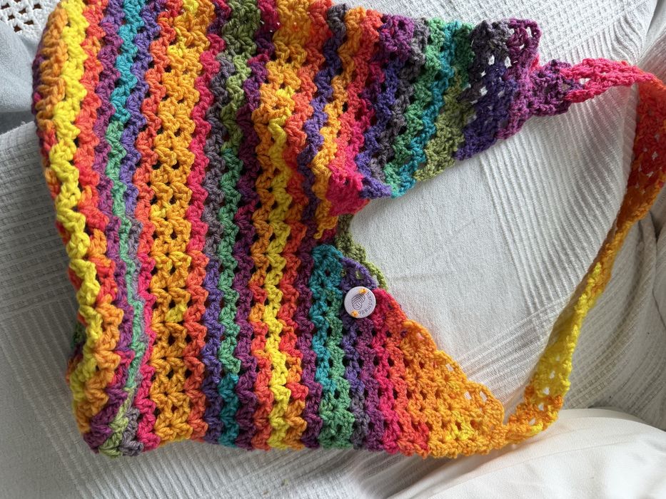 Saco tote, em lã sintetica, em crochet