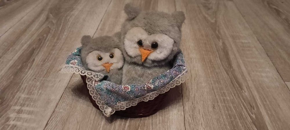 Винтажная музыкальная заводная сова в корзинке механика