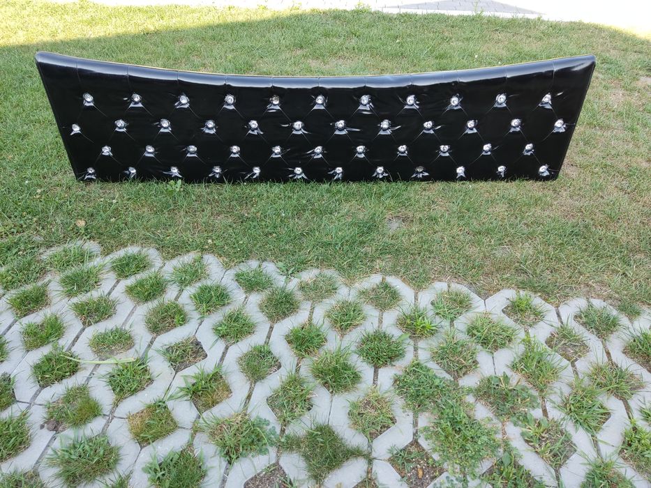 Zagłówek do łóżka skaj połysk czarny z kryształkami