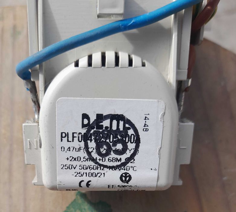 cabo de alimentação com filtro anti-parasitas para máquina de lavar