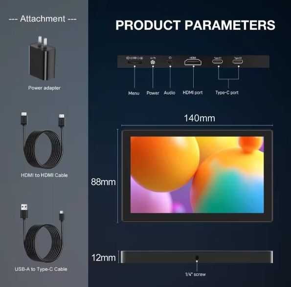 Портативный монитор сенсорный FHD 5.7 дюймов