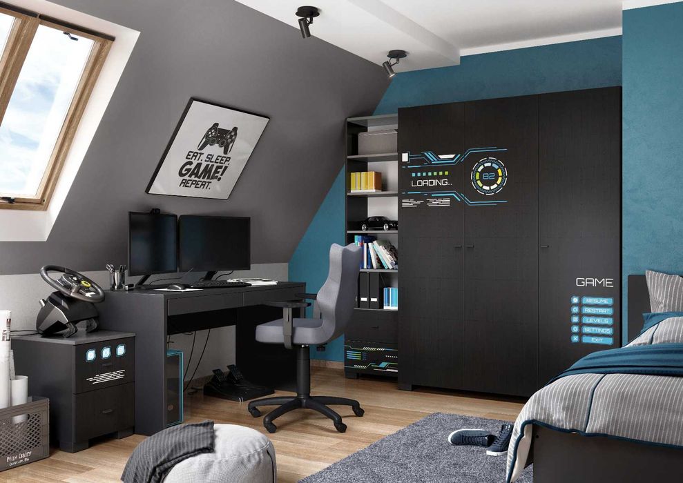 Meble młodzieżowe Gamer Dark firmy Meblik plus kanapa GRATIS