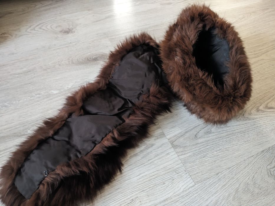 Bogaty zestaw | toczki i etole z lisa białe brązowe