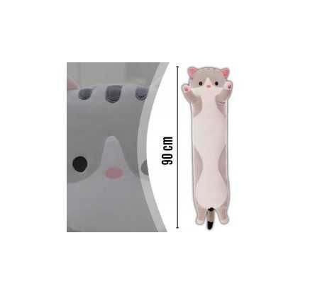 Maskotka pluszak poduszka zabawka kot parówka szara 90cm do auta