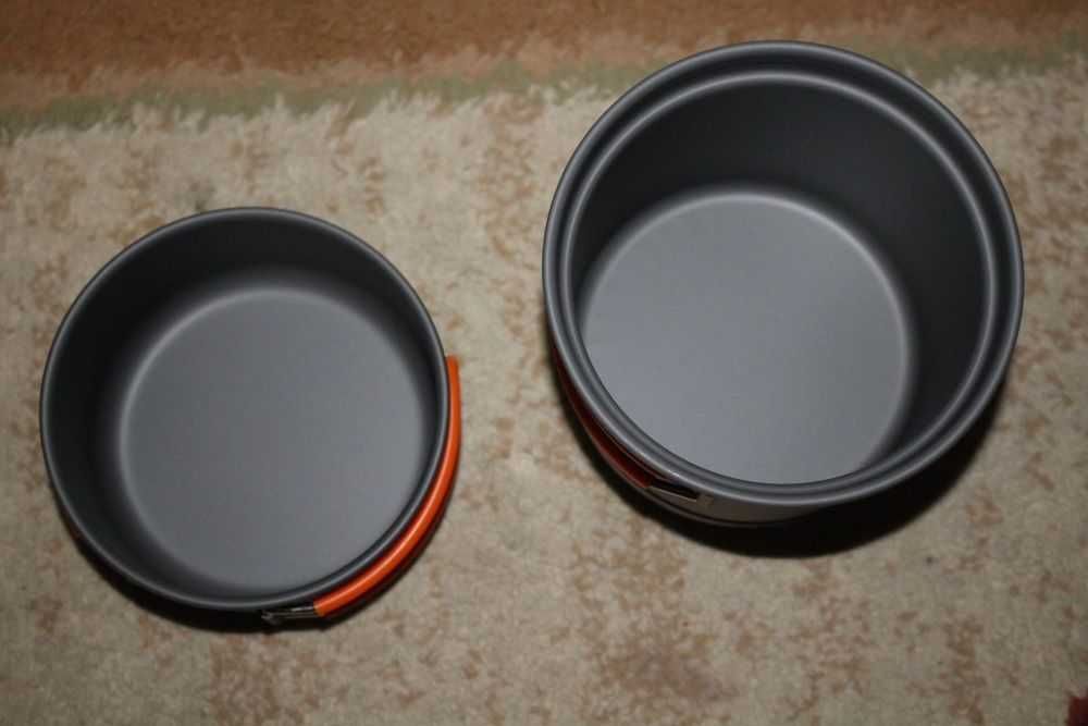 Набір посуду 2в1 з теплообмінником казанок, каструля, сковорідка, миск