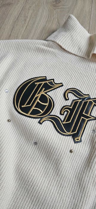 Golf sweter kardigan Fraggia premium roz. XXL kremowy z ozdobami