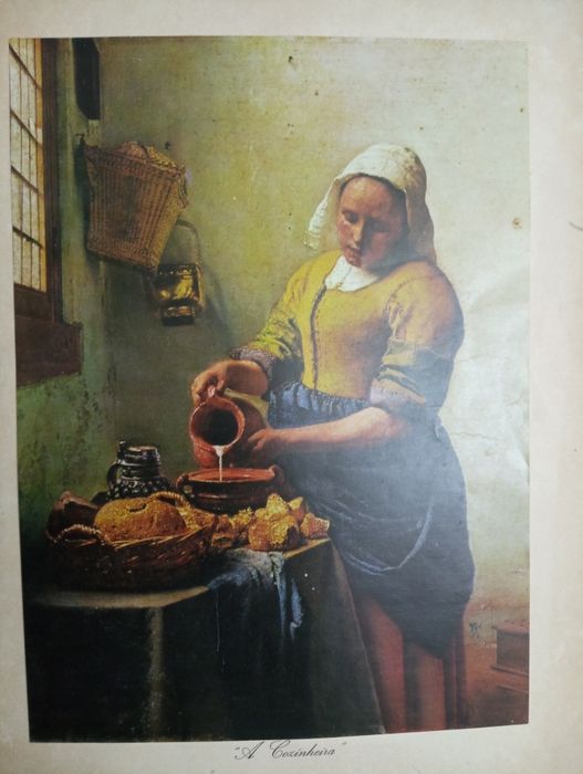 Antiga Serigrafia/litografia -Vintage-A leiteira-A Cozinheira- Vermeer