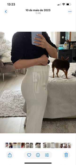 Calças de tecido brancas