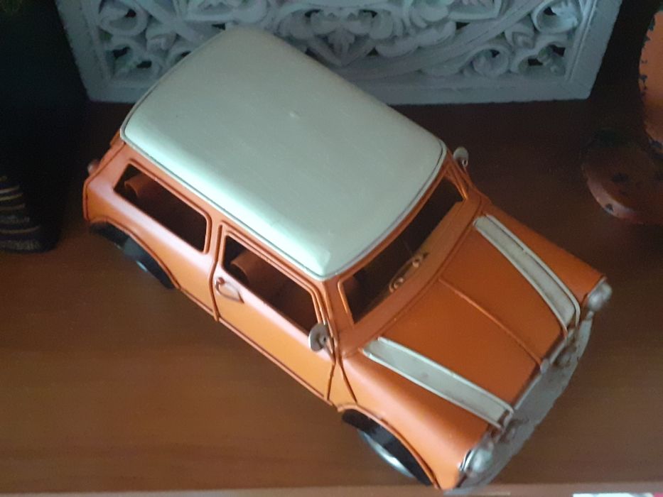 Mini Cooper 27 cm Vintage Coleção Carro em Metal