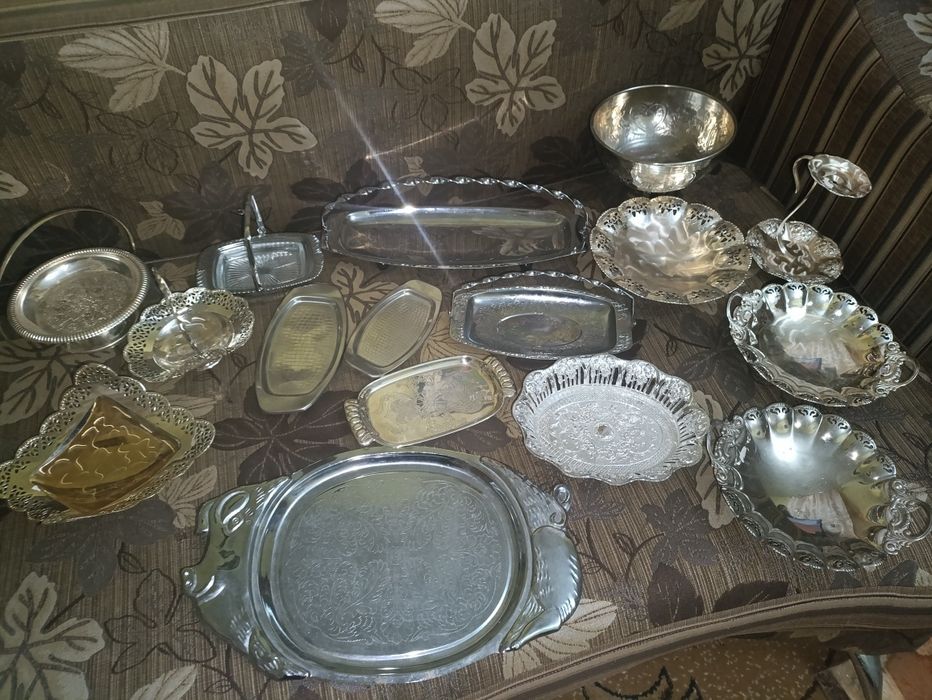 Вінтажні посріблені підноси Підставка для столових приборів Чаша