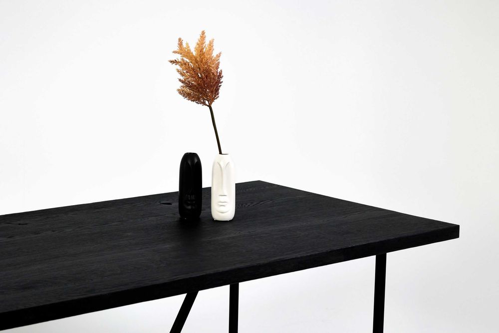 Stół dębowy palony CZARNY LORD | Lite drewno dębowe