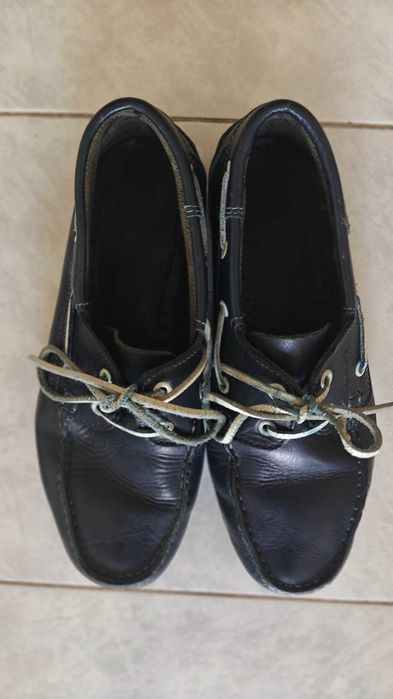 Sapatos Sailor’s em pele azul – Nº 42, estilo náutico, em bom estado