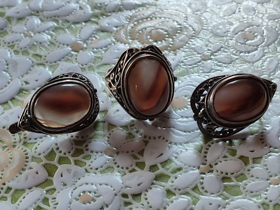 Кольцо и серьги с натуральным камнем