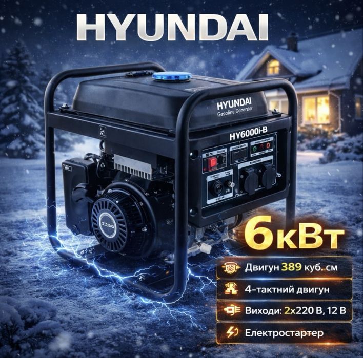 Продается генератор инверторный Hyundai 5-6кв
