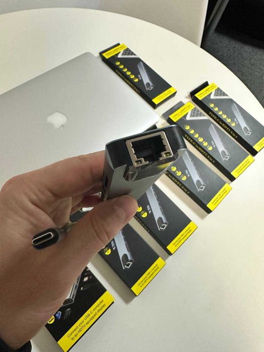 USB-C HUB 8в1 HDMI 4K PD 87W RJ45 LAN SD TF MacBook Windows Android iOS