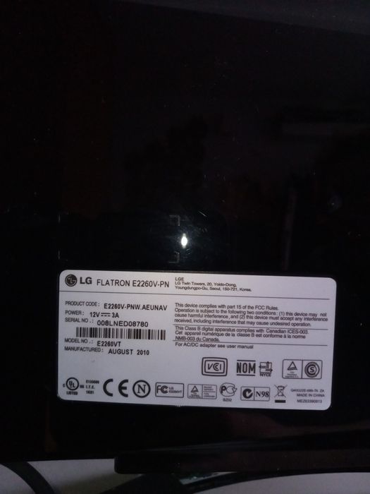 Monitor LG Flatron E2260V-PN