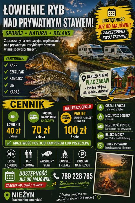 Wypoczynek nad stawem prywatnym