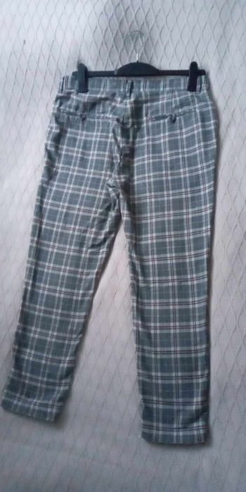 ZARA MAN spodnie chinosy w kratkę szaro-bordowa M-L