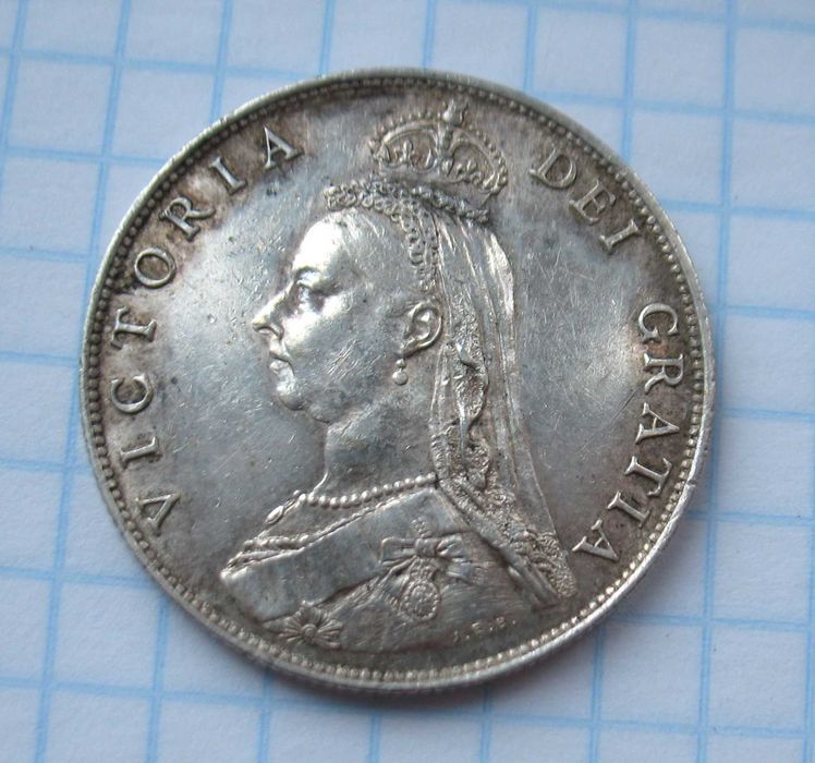 Серебряная монета Великобритании, флорин 1887