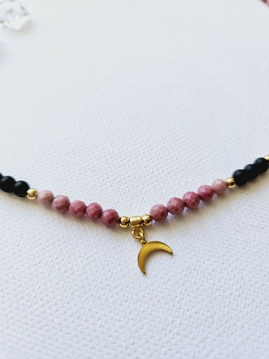 Choker z różowego rodonitu