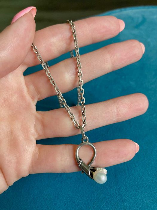 Srebrny komplet łańcuszek wisiorek kolczyki srebro 925