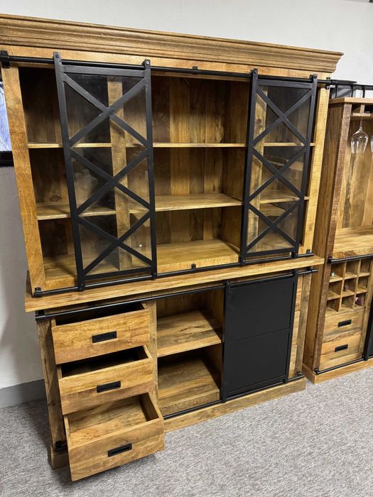Klasyka stylu LOFT piękny Kredens Witryna drewno mango 160cm Nowy F-Vat
