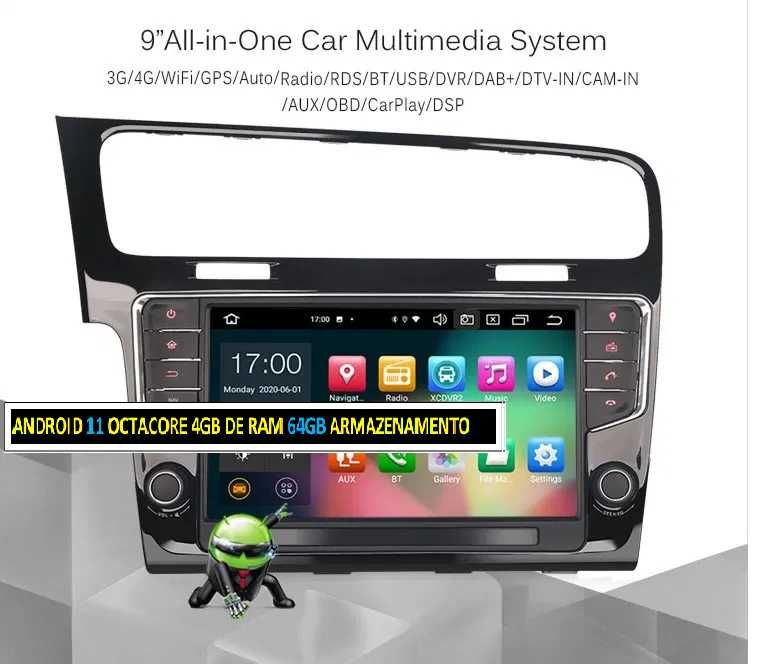 Auto-rádio android 14 Golf 7 2013 9 polegadas e Modelo Tesla