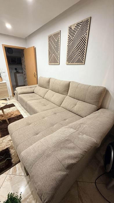 Sofá com chaise longue com 2 puff  mudelar