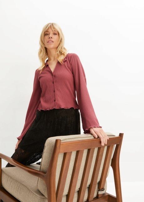 B.P.C bluzka koszulowa brudny róż krepowana r.48/50