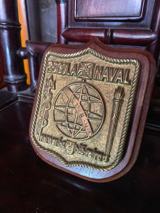 Cresta Brasão Bronze Escola Naval Prenda ao Comandante do Navio 12 cm