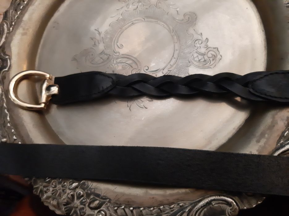 Cinto preto de pele genuína Haity