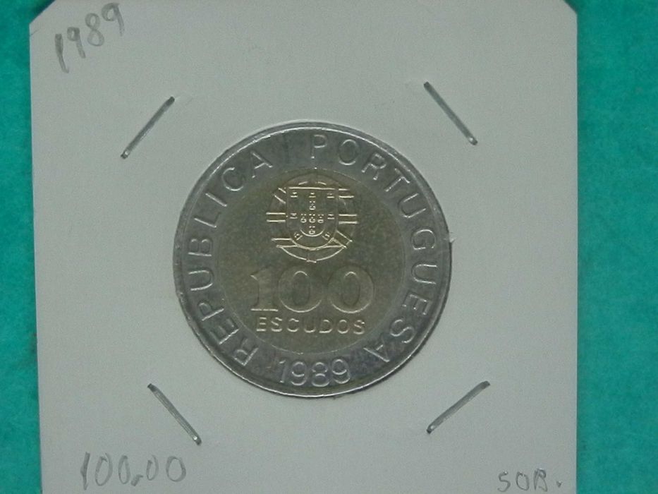 1053 - República: 100 escudos 1989 bimetálica nova, por 0,75