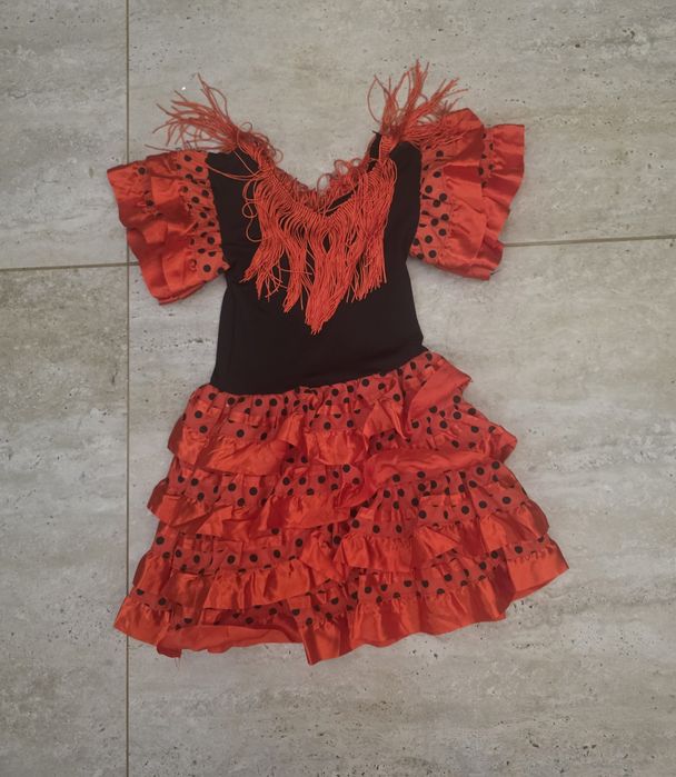 Sukienka 80 86 flamenco hiszpanka czerwona strój kostium przebranie karnawał andrzejki
