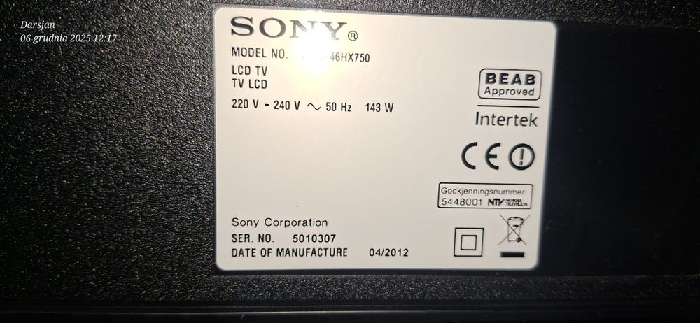 Sony bravia 46cali 3D lub zamiana