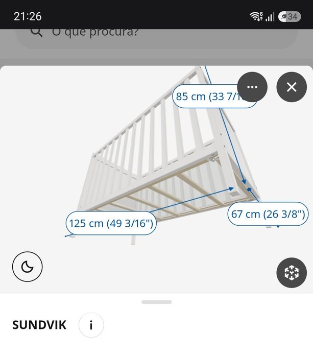Cama berço branco - Sundvik da IKEA, como nova.