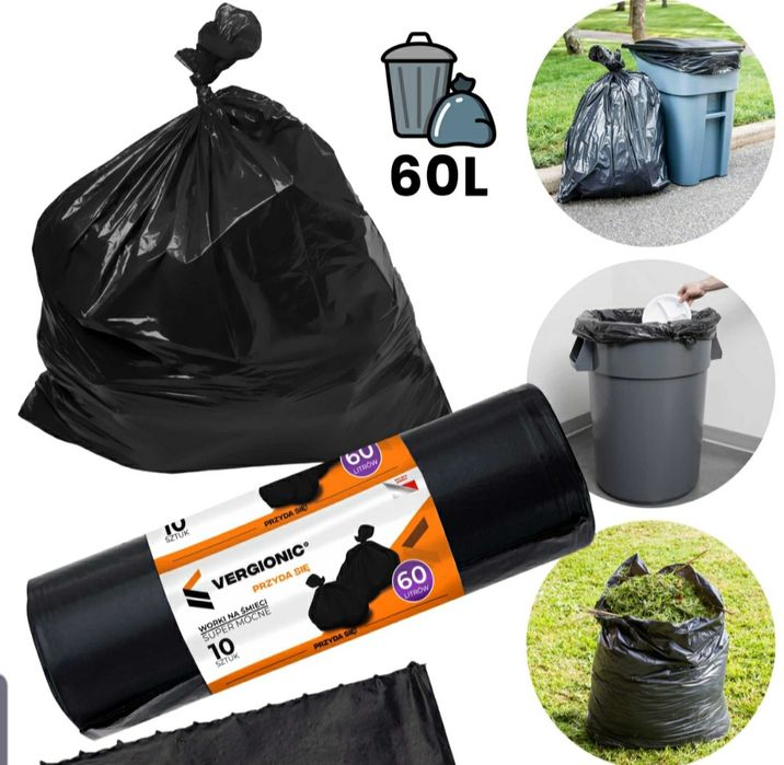 Worki czarne na śmieci 60sztuk ZESTAW