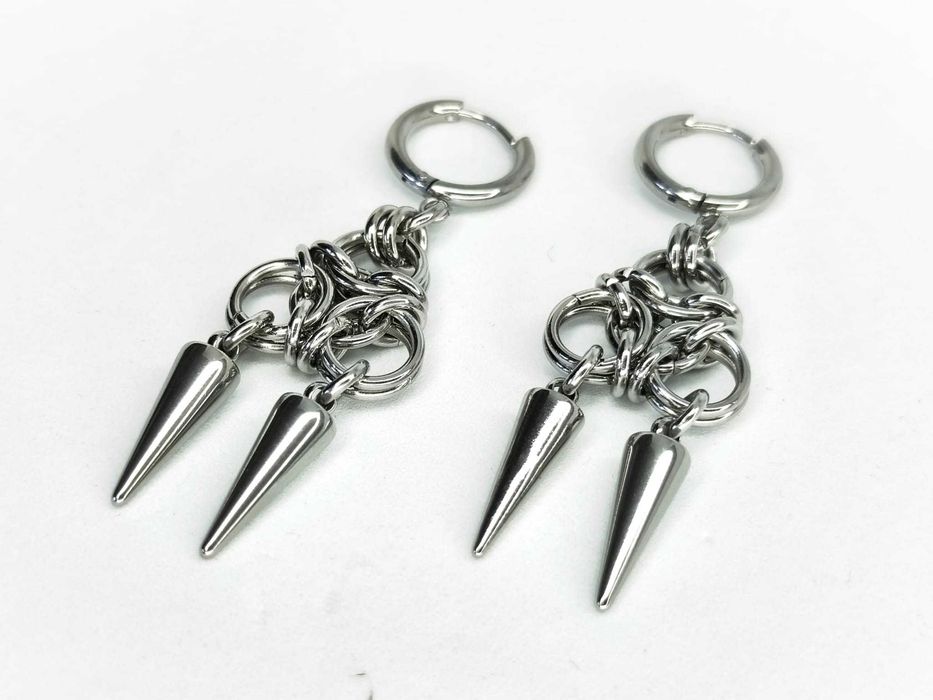 Kolczyki chainmaille z kolcami gothic punk cyber goth industrial