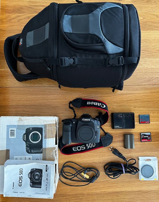 zestaw Canon EOS 50D, plecak, karty pamięci niski przebieg
