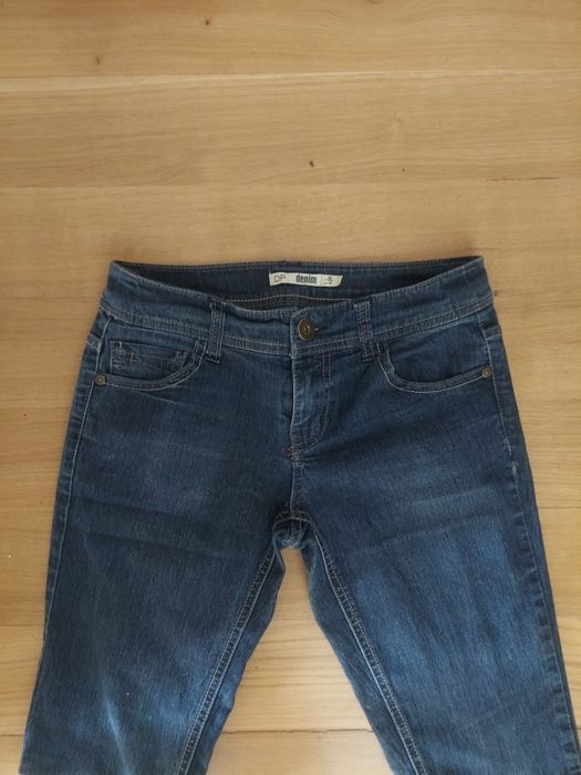 Zgrabne, kobiece spodnie blue denim elastic z UK r S/36