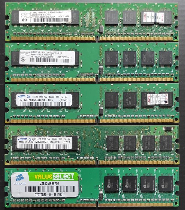 Рабочая оперативная память DDR2-512Mb/1Gb/2Gb, DDR3-1Gb/4Gb