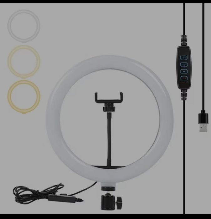 Кільцева лампа 26см, штатив 2м, окремий тримач для телефона