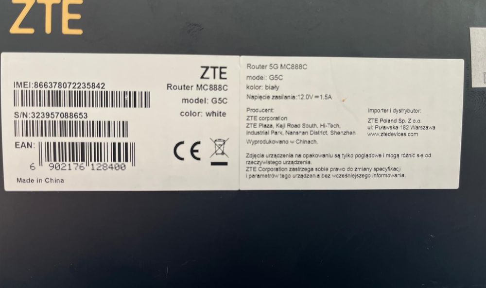Router ZTE MC888C 5G SA/NSA LTE cat.20