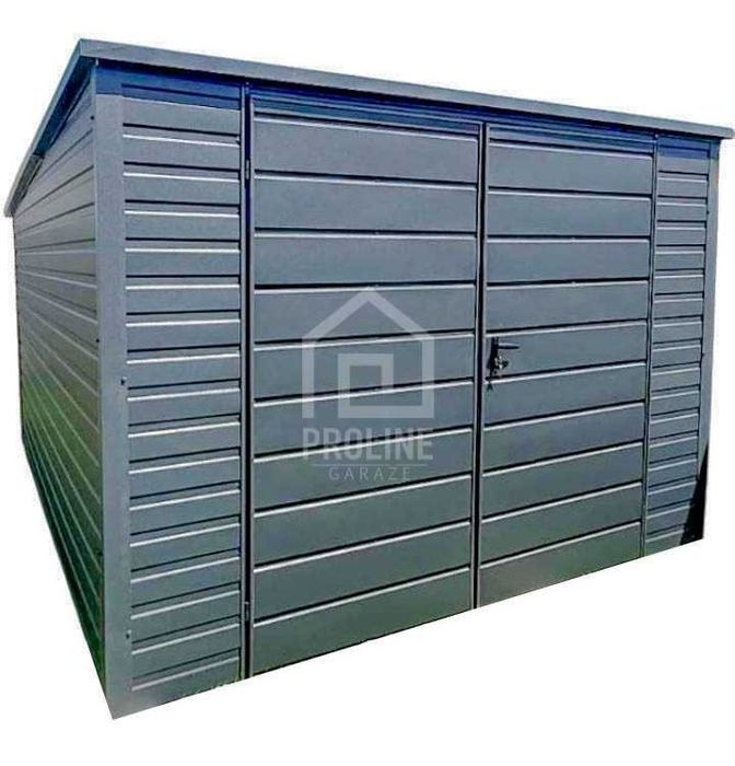 Schowek Domek Ogrodowy 3x4,5m Brama  Antracyt  Dach spad w tył PLG153