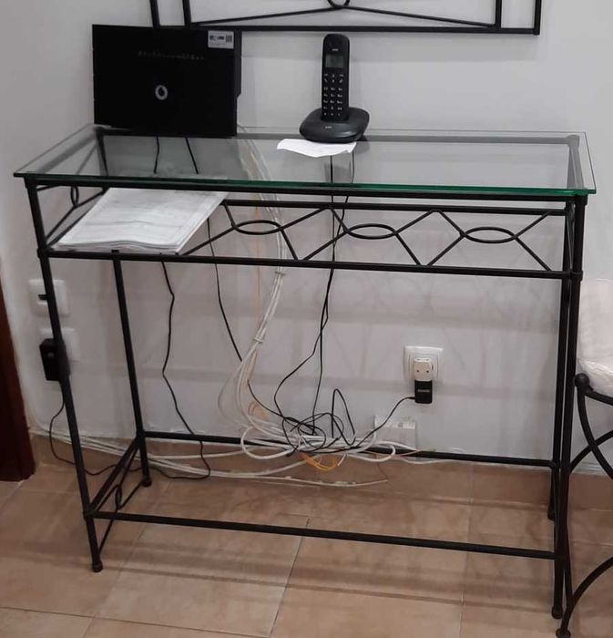 Conjunto Aparador de vidro + Espelho