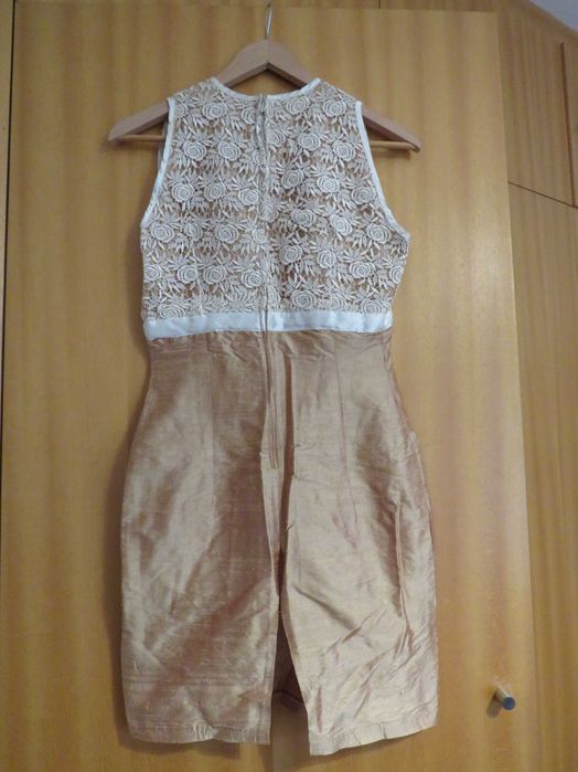 Vestido de festa - Vestido em Seda selvagem e renda guipur